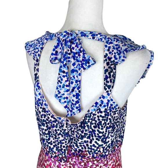 JULIA JORDAN Ruffle Flutter Sleeve Tie Back Confetti Dot Midi Long Dress Sz 10 - Picture 6 of 9